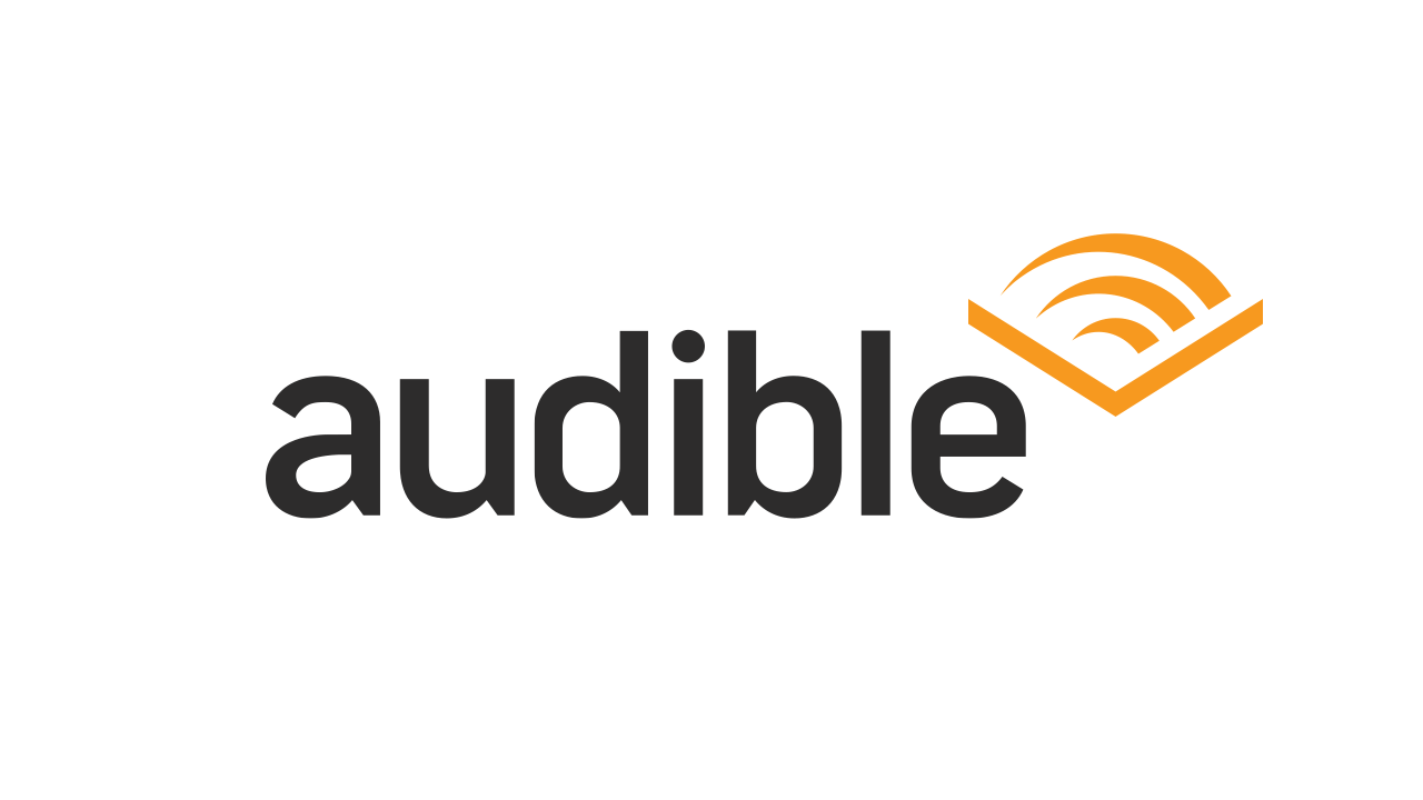 Limmagine mostra il logo Audible, parte della suite di Amazon. La parola audible appare in lettere nere minuscole, completata da un design arancione che ricorda le onde sonore che si irradiano da un libro aperto, che ricorda la loro coinvolgente esperienza di audiolibri. - Arte della Lettura