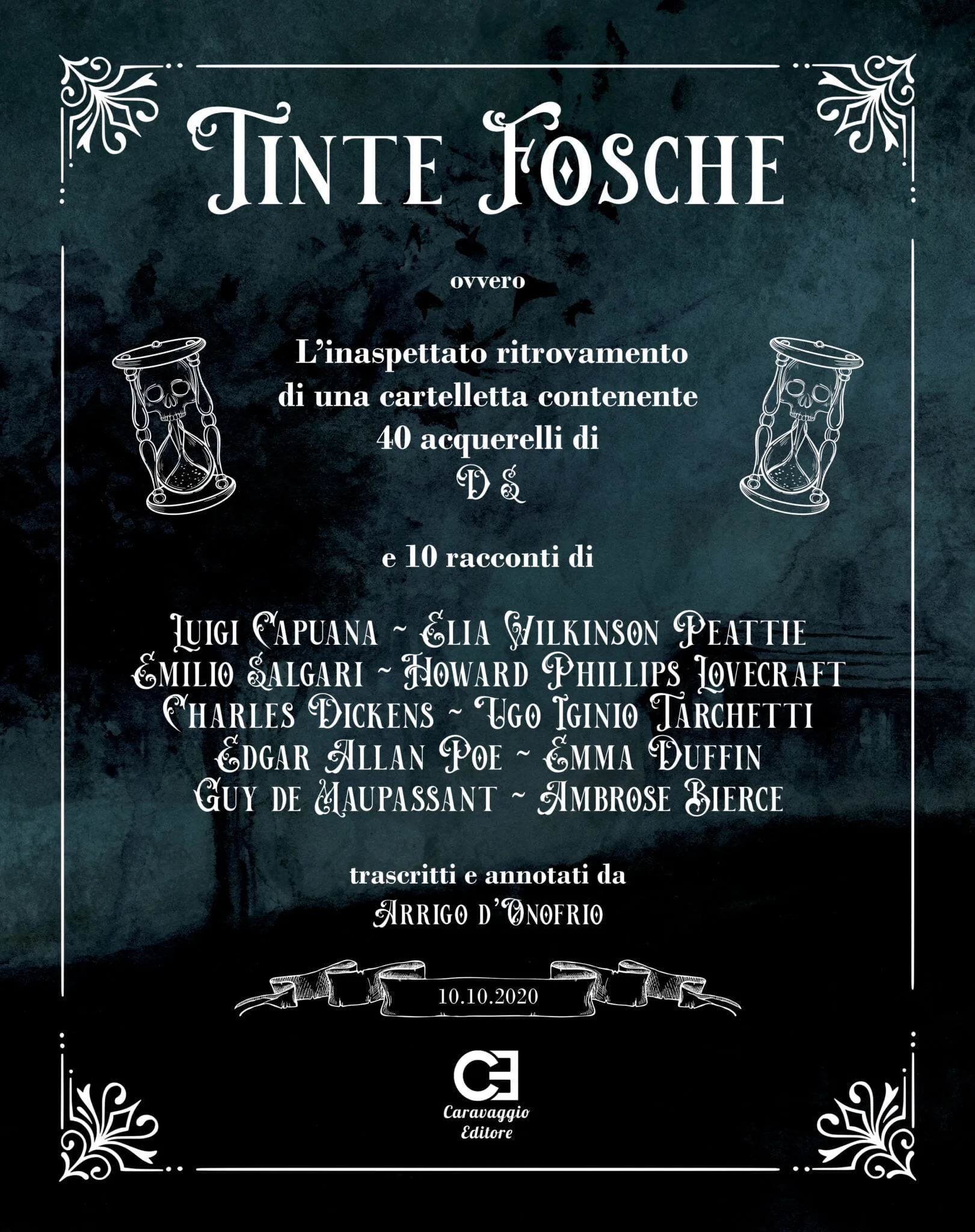 Copertina del libro 'Tinte Fosche' con 40 acqueforti e racconti di vari autori, pubblicato da Caracappa Editore.